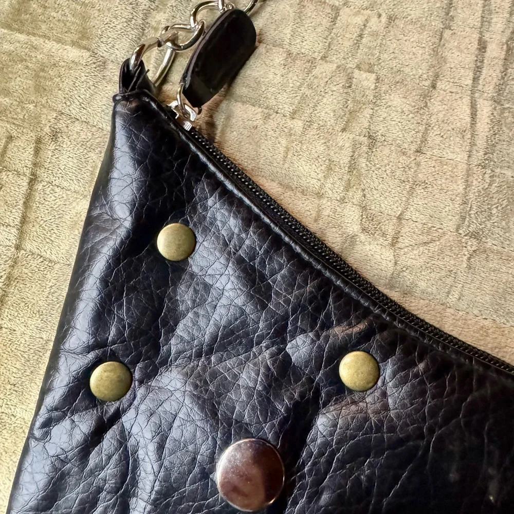 Gianinni Studded Black Faux Leather Shoulder Bag - Picture 9 of 9